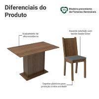 Conjunto Sala De Jantar Mesa Tampo De Madeira 4 Cadeiras Rustic Silver Luana Madesa