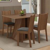 Conjunto Sala De Jantar Mesa Tampo De Madeira 4 Cadeiras Rustic Silver Marilyn Madesa - 1