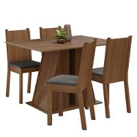 Conjunto Sala De Jantar Mesa Tampo De Madeira 4 Cadeiras Rustic Silver Marilyn Madesa - 2