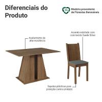 Conjunto Sala De Jantar Mesa Tampo De Madeira 4 Cadeiras Rustic Silver Marilyn Madesa