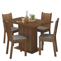 Conjunto Sala De Jantar Mesa Tampo De Vidro 4 Cadeiras Rustic Silver Camélia Madesa - 2