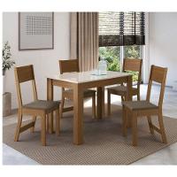 Conjunto De Mesa 1,08cm Belgica Com 4 Cadeiras Indekes Freijo/off White/cacau - 1