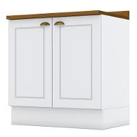 Balcão 2 Portas 80cm Americana Branco Com Tampo Nature - Móveis Henn Branco-nature - 1