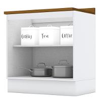 Balcão 2 Portas 80cm Americana Branco Com Tampo Nature - Móveis Henn Branco-nature - 2