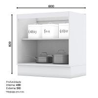 Balcão 2 Portas 80cm Americana Branco Com Tampo Nature - Móveis Henn Branco-nature - 3