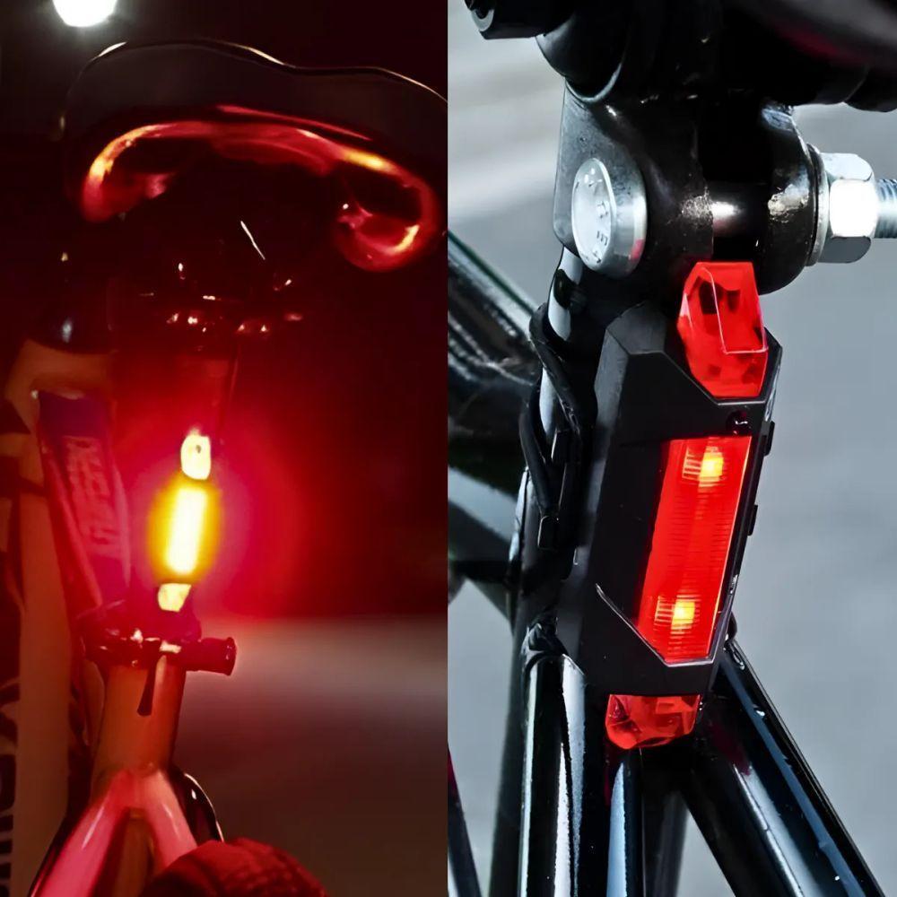 Kit Bike Farol Frontal + Traseiro Ultra Led Usb Recarregável - Bivolt - 5