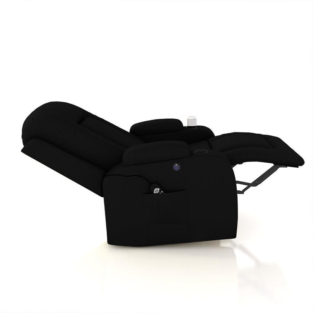 Poltrona Do Papai Sala De Cinema Austin Reclinável Base Fixa Power Elétrico Pu Preta G31 - Gran Belo - 2