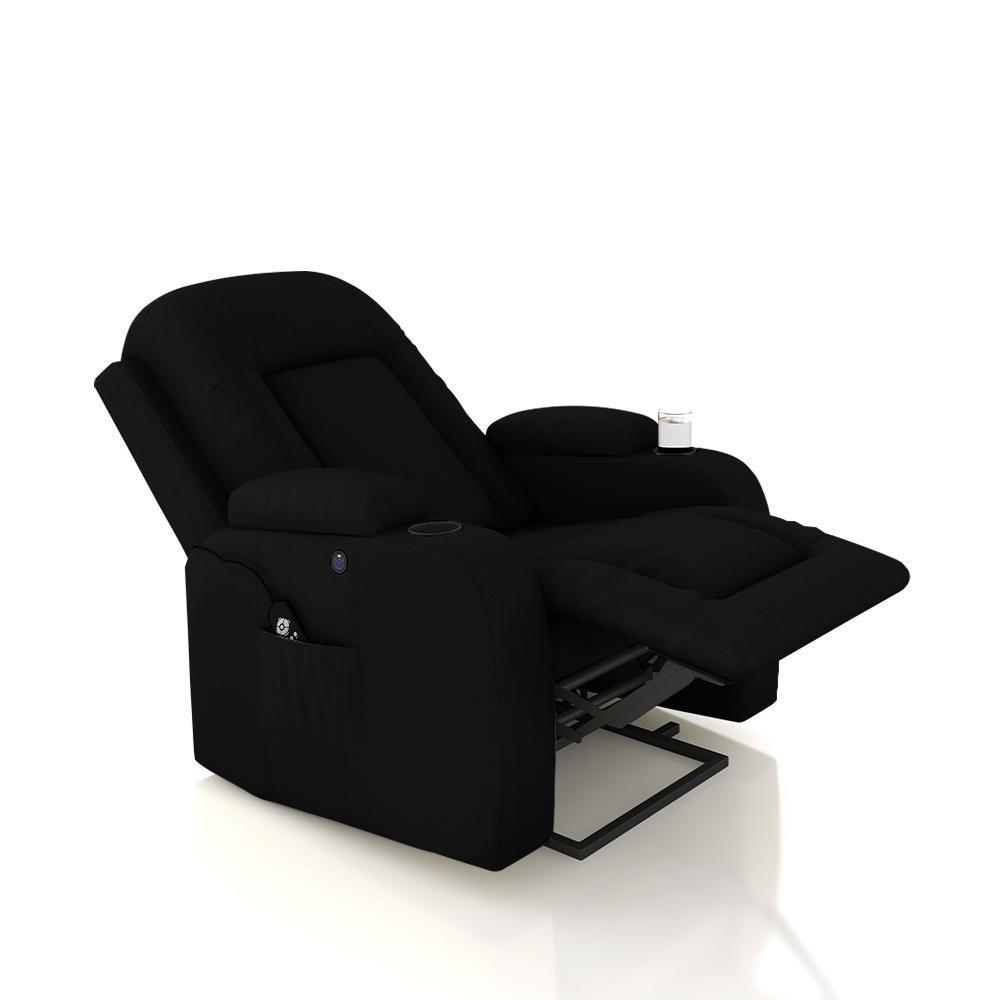 Poltrona Do Papai Sala De Cinema Austin Reclinável Base Fixa Power Elétrico Pu Preta G31 - Gran Belo - 6