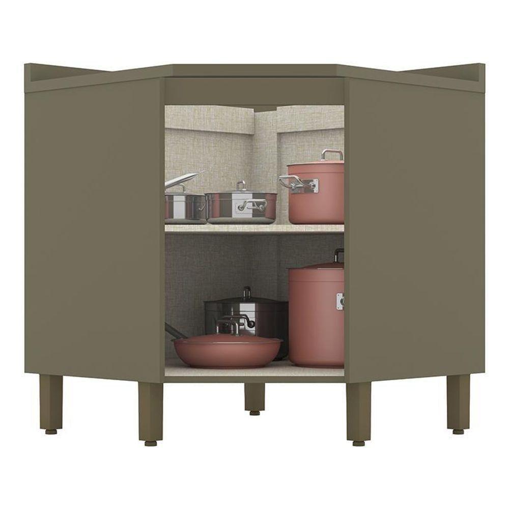 Balcão Canto Oblíquo 1 Porta Com Tampo Connect Duna-cristal - Móveis Henn Duna-cristal - 3