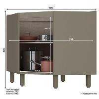 Balcão Canto Oblíquo 1 Porta Com Tampo Connect Duna-cristal - Móveis Henn Duna-cristal