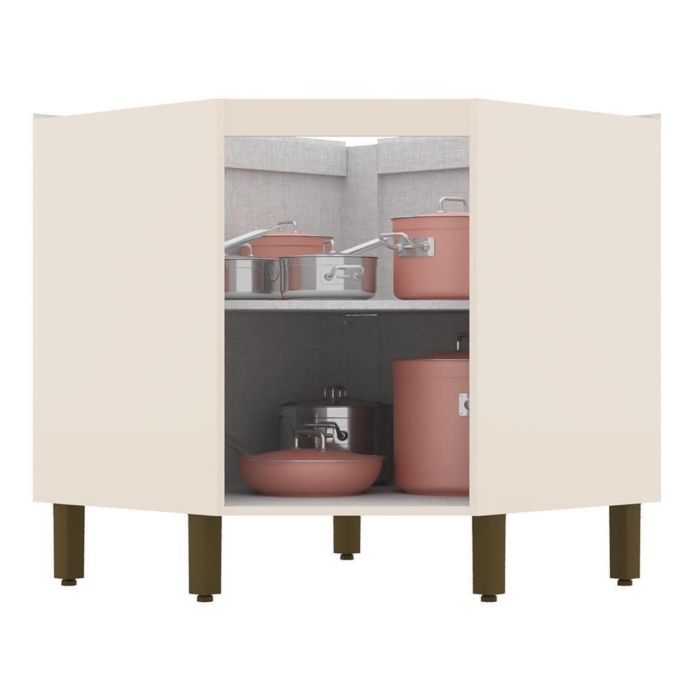 Balcão Canto Oblíquo 1 Porta Sem Tampo Connect Off White - Móveis Henn Off White - 2