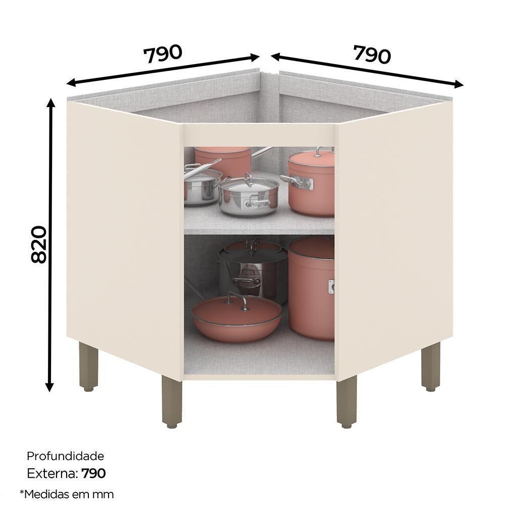 Balcão Canto Oblíquo 1 Porta Sem Tampo Connect Off White - Móveis Henn Off White - 3