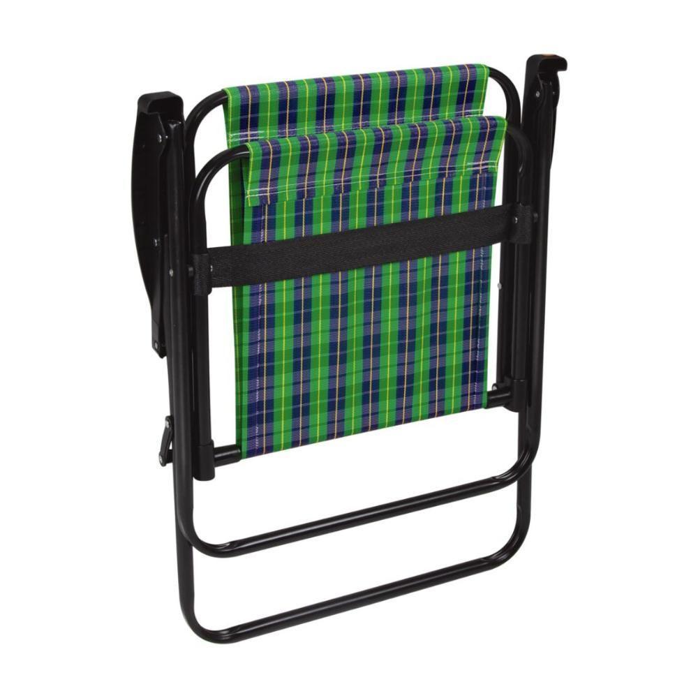 Kit 2 Cadeira De Praia Varanda Xadrez Em Aço 110 Kg Verde Mor - 5