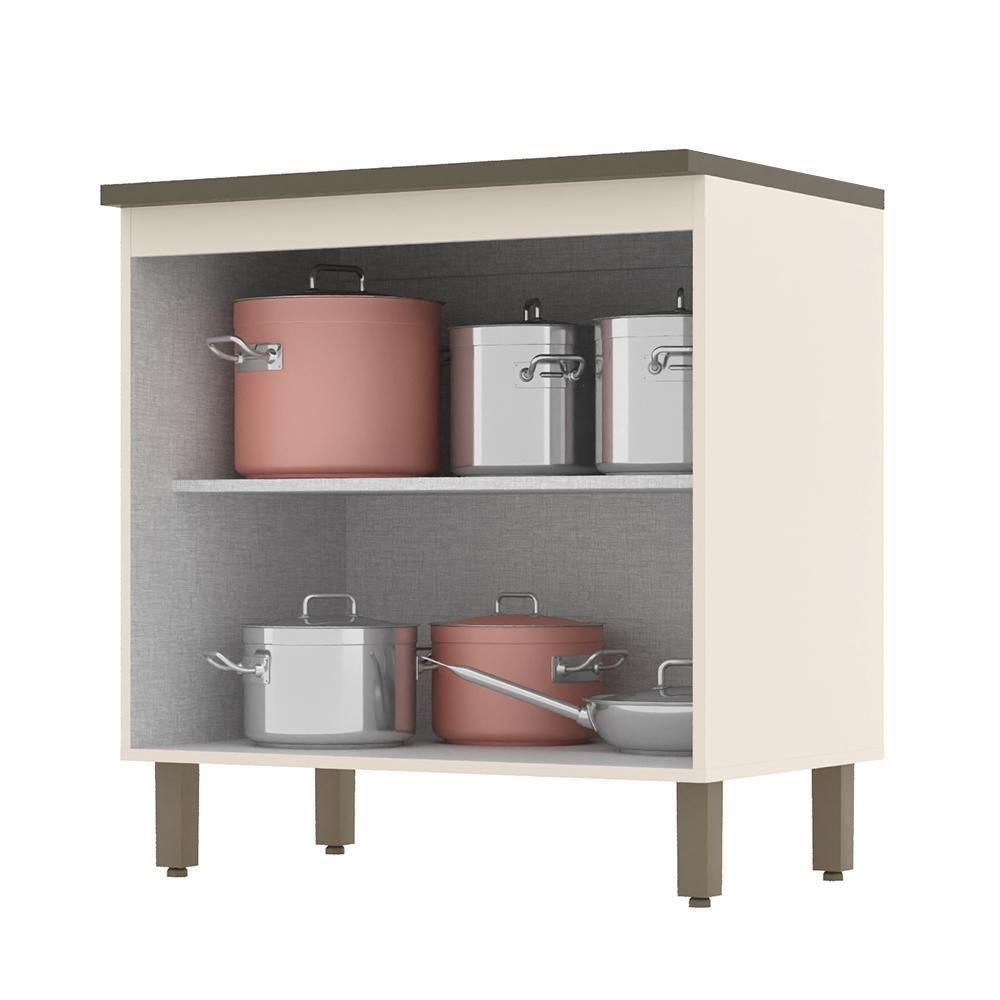 Balcão 2 Portas 80cm Connect Off White-duna Com Tampo Cooktop - Móveis Henn Off White-duna - 2