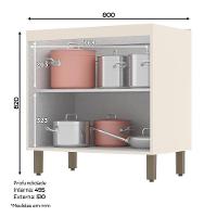 Balcão 2 Portas 80cm Connect Off White-duna Com Tampo Cooktop - Móveis Henn Off White-duna - 3