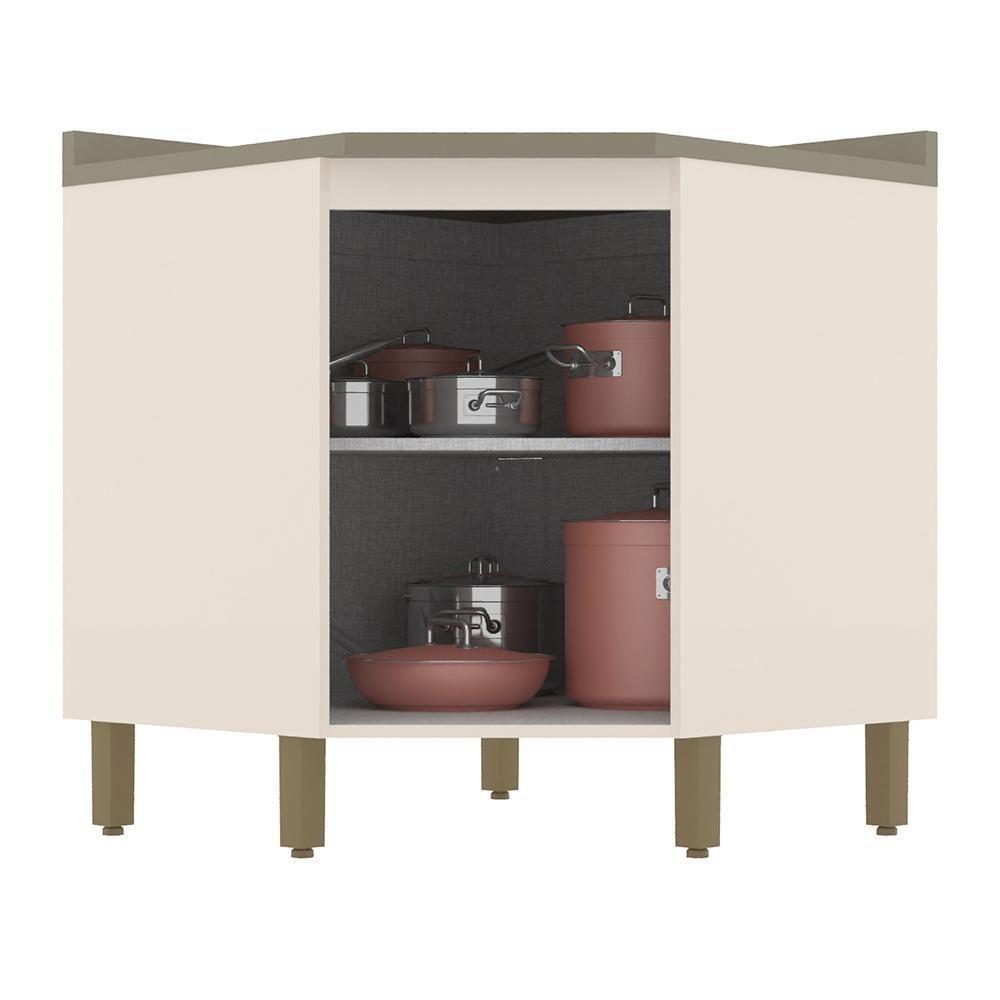 Balcão Canto Oblíquo 1 Porta Com Tampo Connect Off White-duna - Móveis Henn Off White-duna - 2