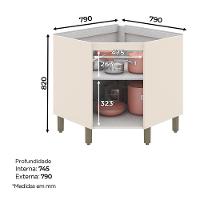 Balcão Canto Oblíquo 1 Porta Com Tampo Connect Off White-duna - Móveis Henn Off White-duna - 3