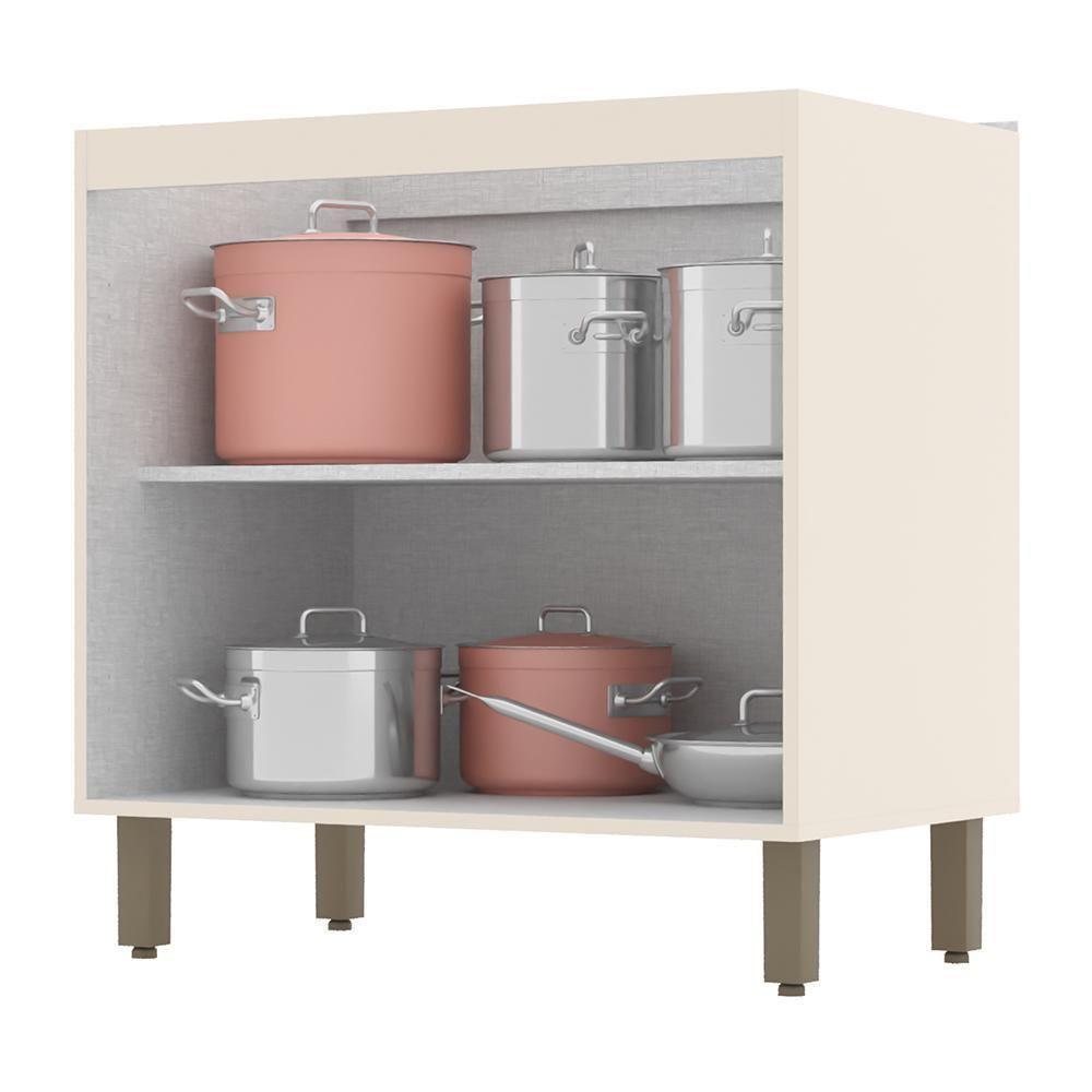 Balcão 2 Portas 80cm Sem Tampo Connect Off White - Móveis Henn Off White - 2