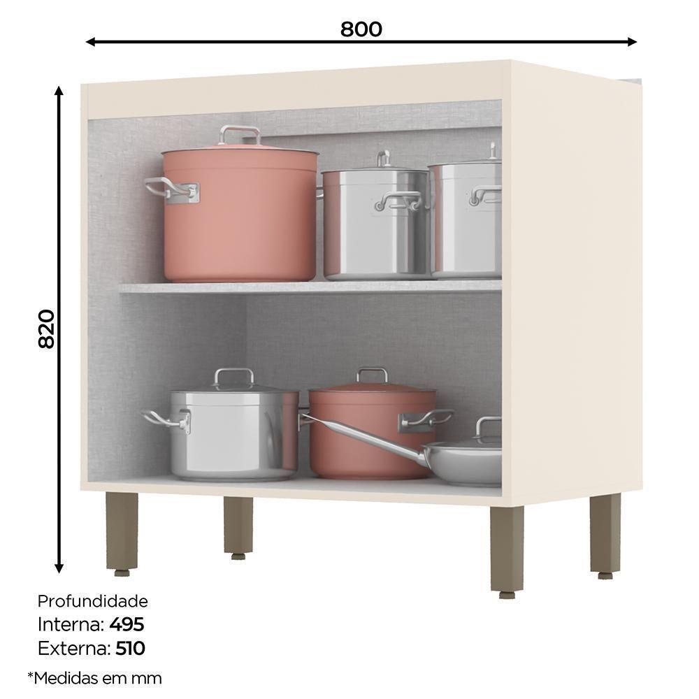 Balcão 2 Portas 80cm Sem Tampo Connect Off White - Móveis Henn Off White - 3