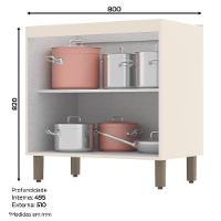 Balcão 2 Portas 80cm Sem Tampo Connect Off White - Móveis Henn Off White - 3