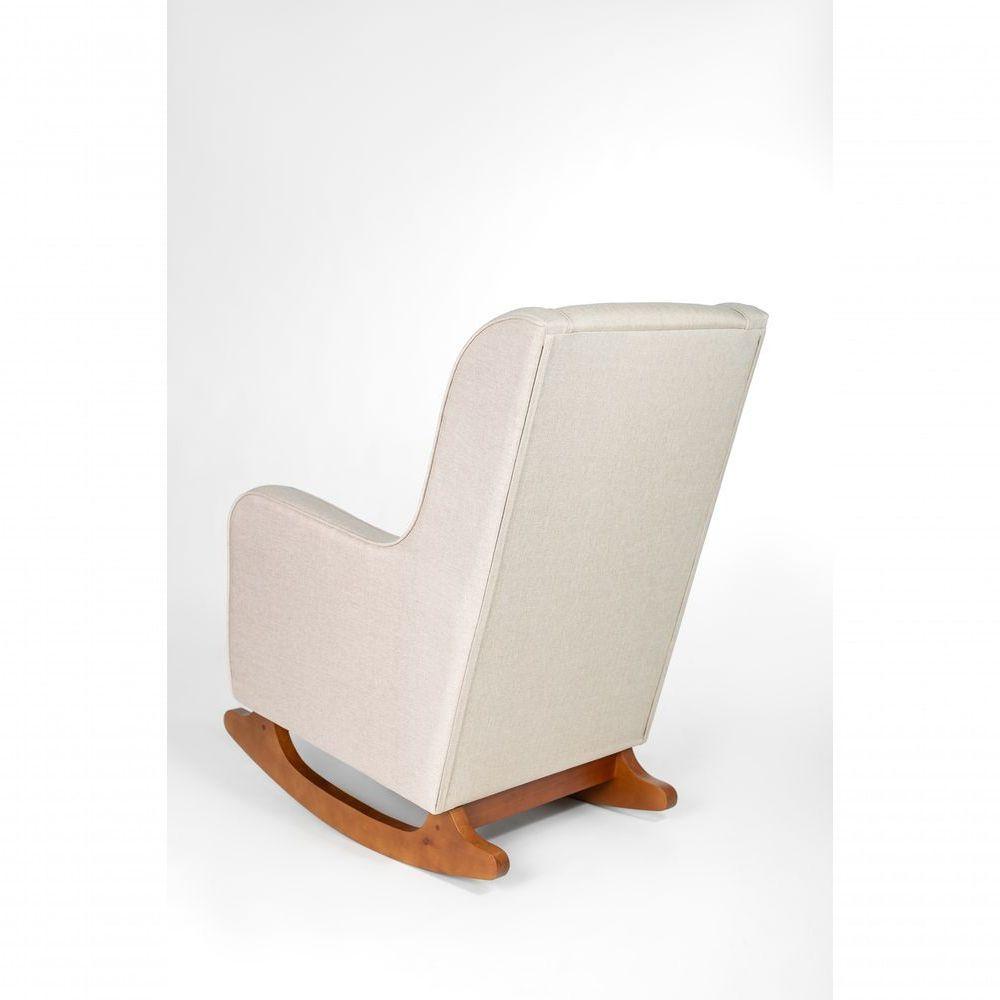 Poltrona De Amamentação Com Balanço Encosto Alto Linho Bege - Lahome Decor - 2