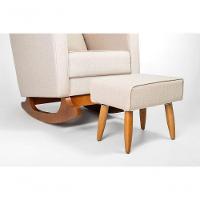 Poltrona De Amamentação Com Balanço Encosto Alto Linho Bege - Lahome Decor - 3