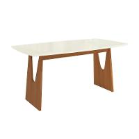 Mesa De Jantar Kappesberg Em Madeira Maciça Com Tampo De Vidro Off White 170cm - 1