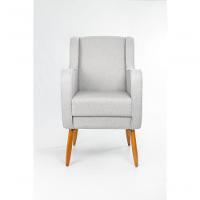 Poltrona De Amamentação C/ Puff Pés Palito Linho Cinza - Lahome Decor - 2