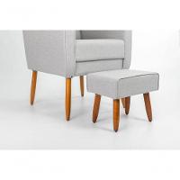 Poltrona De Amamentação C/ Puff Pés Palito Linho Cinza - Lahome Decor - 3