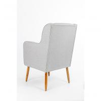 Poltrona De Amamentação C/ Puff Pés Palito Linho Cinza - Lahome Decor