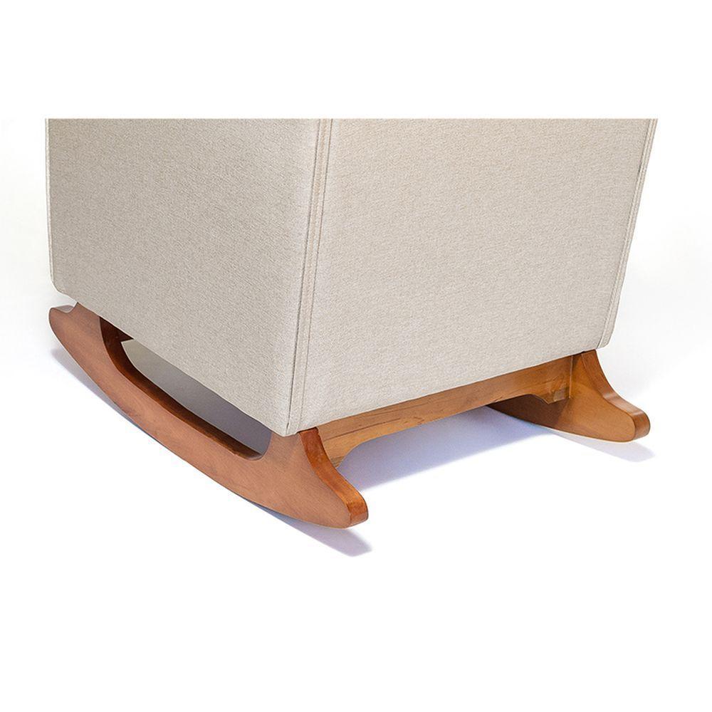 Cadeira Poltrona De Amamentação E Balanço C/ Puff Linho Bege - Lahome Decor - 4