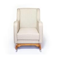 Cadeira Poltrona De Amamentação E Balanço C/ Puff Linho Bege - Lahome Decor - 2
