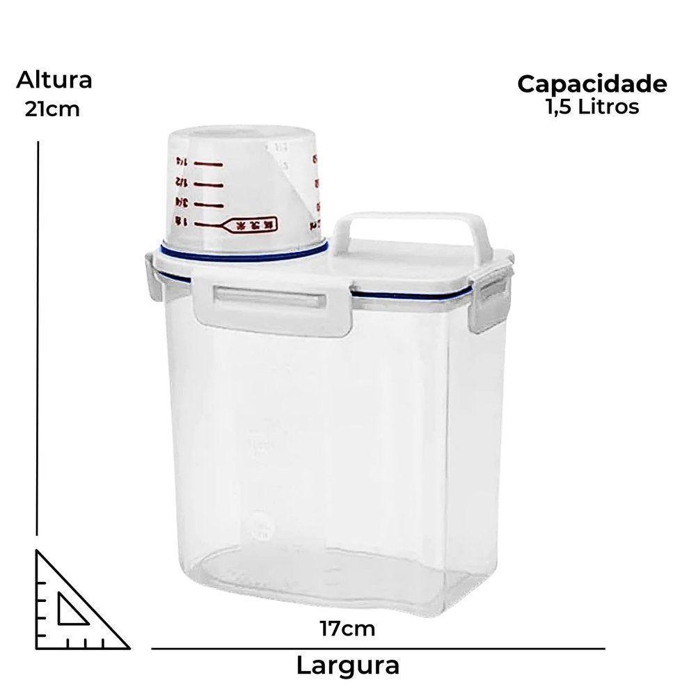 Pote Hermético Com Medidor Plástico Pp 1,5 Litros Clink - 2