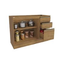 Balcão De Pia Celeste Kappesberg 100% Mdf 2 Portas 3 Gavetas Nogueira 120cm - 3