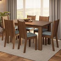 Conjunto Sala De Jantar Mesa Tampo De Madeira 6 Cadeiras Rustic Silver Analu Madesa - 1