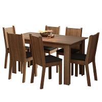 Conjunto Sala De Jantar Mesa Tampo De Madeira 6 Cadeiras Rustic Preto Analu Madesa - 2