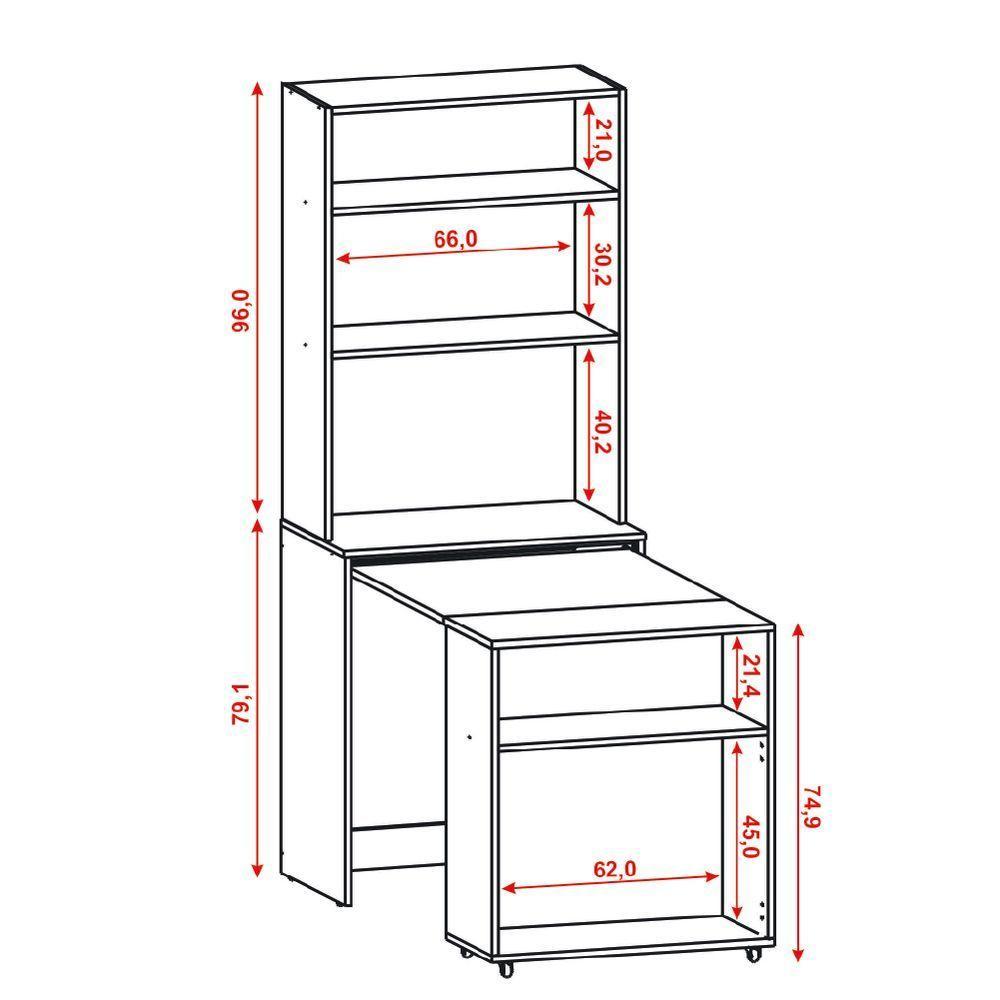 Armário De Cozinha Multifuncional Com Mesa Retrátil Para Café Duo Kit's Paraná Preto - 6