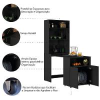 Armário De Cozinha Multifuncional Com Mesa Retrátil Para Café Duo Kit's Paraná Preto - 5