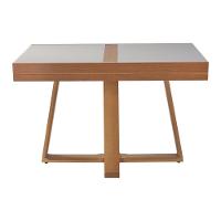 Mesa De Jantar Caroline 1,20m Extensível 1,80m Em Madeira Maciça Mel Tampo Vidro Off White - 3