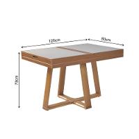 Mesa De Jantar Caroline 1,20m Extensível 1,80m Em Madeira Maciça Mel Tampo Vidro Off White - 6