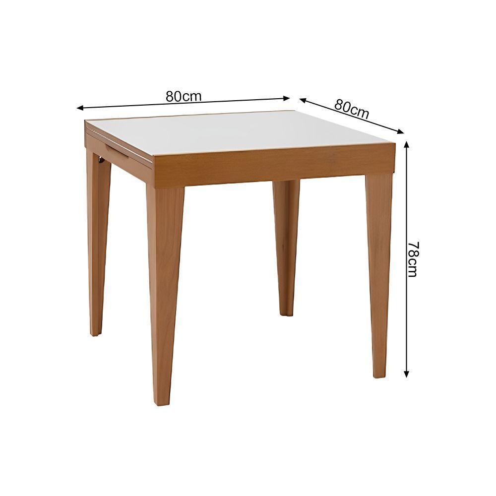 Conjunto De Jantar Mesa Tock 80cm Com 4 Cadeiras Aline Linho Creme - Mel - 2