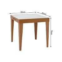 Conjunto De Jantar Mesa Tock 80cm Com 4 Cadeiras Aline Linho Creme - Mel - 2