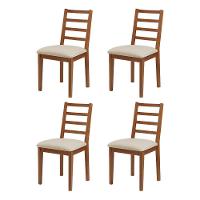 Conjunto De Jantar Mesa Tock 80cm Com 4 Cadeiras Aline Linho Creme - Mel - 6