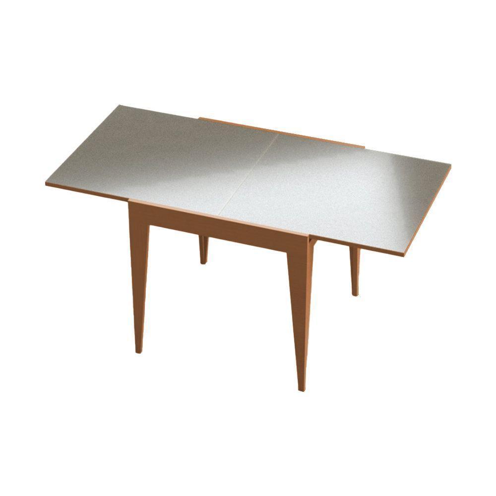 Mesa De Jantar Tock 80cm Extensível 1,60m Em Madeira Maciça Mel Tampo Vidro Off White - 6