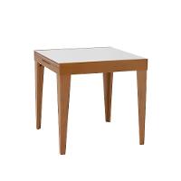Mesa De Jantar Tock 80cm Extensível 1,60m Em Madeira Maciça Mel Tampo Vidro Off White - 5