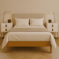 Conjunto 2 Mesas De Cabeceira Unic 45 Moderna Base De Ferro Dourada - 1