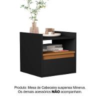 Mesa Cabeceira Suspensa Quarto Minerva Preto Nature - 2
