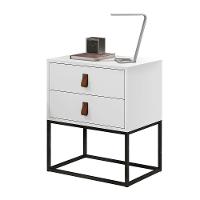 Mesa De Cabeceira Unic 45cm 2 Gavetas Base Ferro Preto Moderno - 3