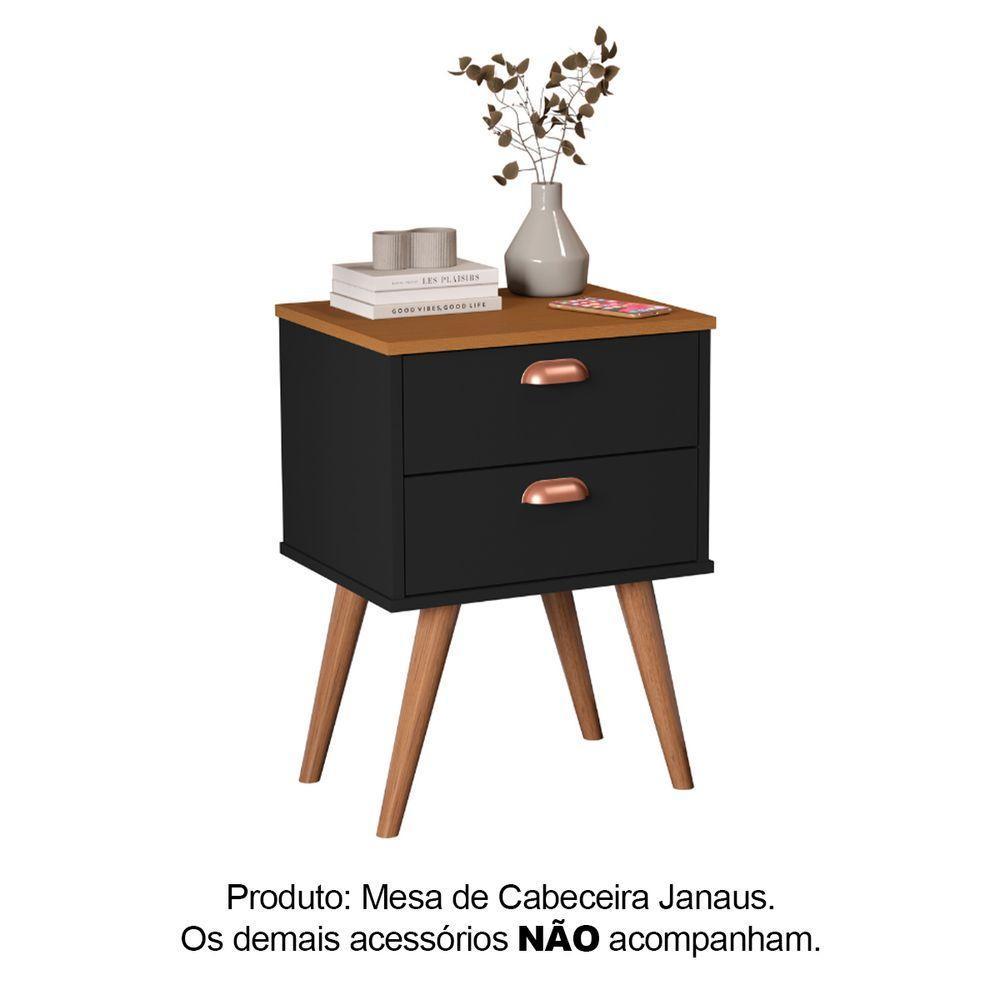 Mesa Cabeceira Quarto Janus Preto Nature - 2