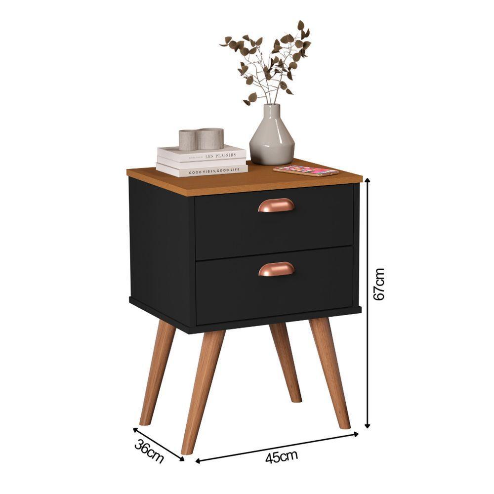 Mesa Cabeceira Quarto Janus Preto Nature - 4